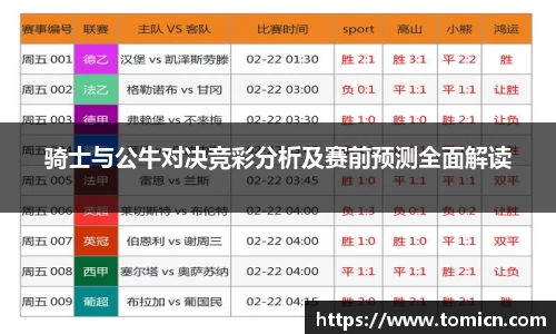 骑士与公牛对决竞彩分析及赛前预测全面解读
